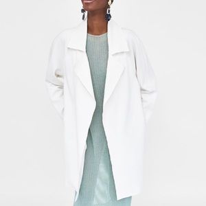 Zara textured weave coat lapel collar